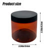 Picture of 12 oz Amber Plastic Cosmetic Jars Leak Proof Container with Black Lid for Cream, Lotion, Powder, ointment, Beauty Products etc, 6 Pcs.