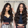 Picture of ALXNAN Clip in Long Wavy Synthetic Hair Extension 16 Inch Dark Brown 4PCS Thick Hairpieces Fiber Double Weft Hair for Women