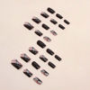 Picture of RUOKEXIN Acrylic Press on Nails, 24Pcs Medium Square Fake Nails with Glue, Wine Red Designs, Glitter Lines, Holiday Nails Stick on Nails for Women