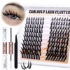 Picture of Lash Clusters Kit Fox Eye Lash Extension Kit Manga Cat Eye Individual Lashes Kit Wispy Natural DIY Eyelashes Clusters Extension Kit with Lash Bond and Seal Lash Applicator(8-18MM)