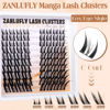 Picture of Lash Clusters Kit Fox Eye Lash Extension Kit Manga Cat Eye Individual Lashes Kit Wispy Natural DIY Eyelashes Clusters Extension Kit with Lash Bond and Seal Lash Applicator(8-18MM)