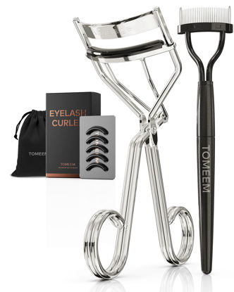 Picture of Eyelash Curler with Comb, Professional Volumizing Lash Lift Kit Lash Curler with Refill Pads for Home & Travel Uses, Silver