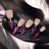 Picture of Halloween Fake Nails Long Stiletto Press on Nails French Tip False Nails with Bat Design Purple Glitter Press on Nails Shiny Acrylic Nails Full Cover Glossy Stick on Nails for Women Girls 24Pcs