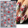 Picture of Rose Nail Stickers for Nail Art Embossed Flower Nail Art Sticker Valentine's Day Nail Art Supplies Red Rose Flower Retro Nail Design 5D Nail Adhesive Sticker Floral for Women Manicure Decoration 2Pcs