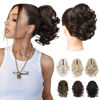 Picture of REECHO Ponytail Extension, 9" Claw Clip in Short Curly Wavy Pony Hair Extension Jaw Clip on Pony Tail HP001 Hairpiece for Women - Dark Chocolate Brown
