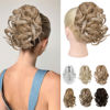 Picture of REECHO 9" Short Ponytail Extension, Classic Loose Curly Wavy Claw Clip Pony tails Hair Extensions HP001 Hairpieces for Women - Honey Blonde with Highlights