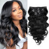 Picture of Body Wave Brazilian Clip in Hair Extensions Human Hair 8Pcs Remy Hair Extensions Clip ins for Black Women with 18Clips 120g (14inch, Natural Black)