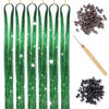 Picture of Green Hair Tinsel Kit with Tool 6pcs 1200 Strands Glitter Tinsel Hair Extensions Heat Resistant Sparkling Shiny Fairy Hair Accessories for Women Girls Kids 47Inch