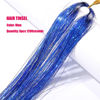 Picture of Blue Hair Tinsel Kit with Tool 6pcs 1200 Strands Glitter Tinsel Hair Extensions Heat Resistant Sparkling Shiny Fairy Hair Accessories for Women Girls Kids 47Inch