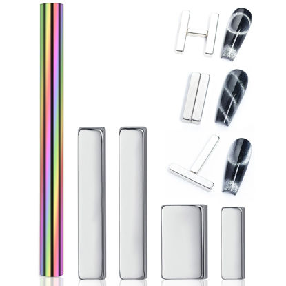 Picture of HYWWPFLAY 5 Pieces Cat Eye Magnet for Nails Extra Large Cylindrical Cat Eye Nail Magnet Magnetic Magnets Wood Cat Eye Nail Polish Magnet Stick Cat Eye Magnetic Nail Tool for DIY Home, Salon, Studio