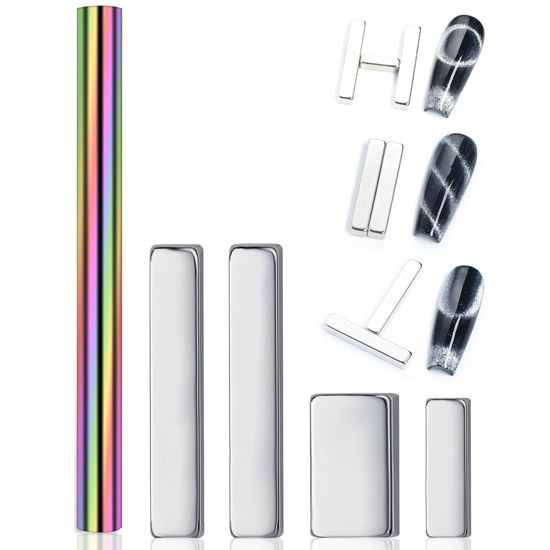 Picture of HYWWPFLAY 5 Pieces Cat Eye Magnet for Nails Extra Large Cylindrical Cat Eye Nail Magnet Magnetic Magnets Wood Cat Eye Nail Polish Magnet Stick Cat Eye Magnetic Nail Tool for DIY Home, Salon, Studio