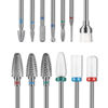 Picture of Depvko 13PC Nail Drill Bits Set, Drill Bits for Nails, 3pcs Tungsten Carbide Drill Bits+ 3pcs Ceramic Efile Nail Drill Bits+ 6pcs Diamond Drill Bits+ 1pcs Brush, 3/32 inch Nail Bits for Nail Drill