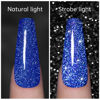 Picture of RARJSM Reflective Glitter Gel Polish Royal Blue Sparkle Iridescent Rainbow Shimmer Dark Blue Gel Nail Polish 7.5ml Soak Off Sparkle Flash Disco Diamond Nail Gel Polish Salon DIY Home Manicure
