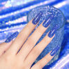 Picture of RARJSM Reflective Glitter Gel Polish Royal Blue Sparkle Iridescent Rainbow Shimmer Dark Blue Gel Nail Polish 7.5ml Soak Off Sparkle Flash Disco Diamond Nail Gel Polish Salon DIY Home Manicure