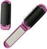 Picture of 2 Pink ALAZCO Folding Hair Brush With Mirror Compact Pocket Size Travel Car Gym Bag Purse Locker Swimming Camping Sleepover Gift and more