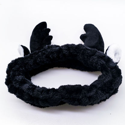 Picture of Jowmoy Cute antlers Headband, headband for washing face, face wash headband, spa headband, headband to wash face, makeup headband, Headband to Wash Face for Women Makeup Shower Spa Headban-Black
