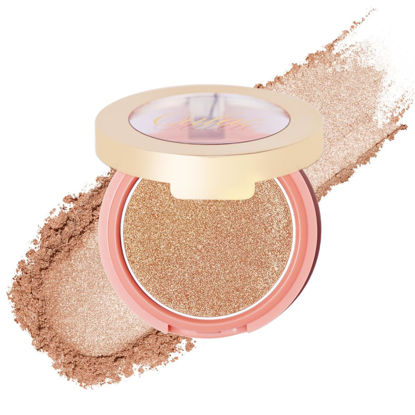 Picture of Oulac Shimmery Blush Makeup| 2 in 1 Powdery Cream Blush & Highlighter| Golden Hour Makeup Bronzer Illuminating | Rich Colors &Blendable | Vegan & Cruelty-Free| F08 Glow Gold 4.8g