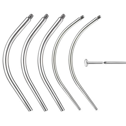 Picture of BodyAce 14G 16G 18G 20G Piercing Taper, Stainless Steel Threadless Insertion Pin Screw On Assistant Tool, Curved Body Piercing Stretching Kit for Ear/Nose/Navel/Lip/Eyebrow [Curved Internal Thread]