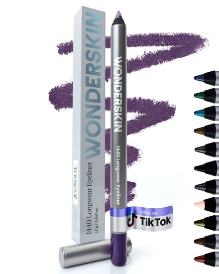 Picture of Wonderskin 1440 Longwear Purple Waterproof Eyeliner Pencil - Sharpenable Eyeliner Pencil and Smudge Proof Deep Purple Eye Liner Pencils (Eggplant)
