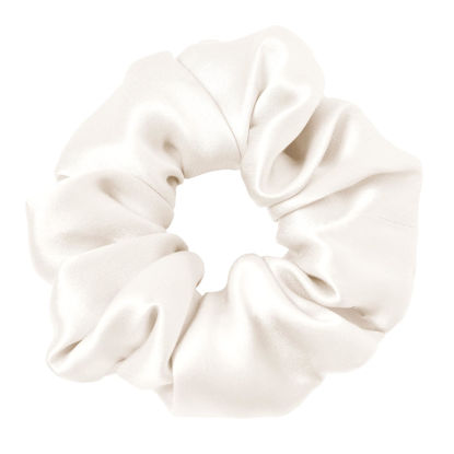 Picture of LilySilk Hair Tie, 100% Mulberry Silk Hair Scrunchies for Frizz & Breakage Prevention, Elastic Silk Ponytail Holders, 1Pc, Ivory