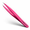 Picture of By MILLY Pointed Tweezers | High Carbon Stainless Steel Needle Nose Tweezers | Fine Point Tweezers Precision Hair Removal | Perfectly Aligned & Hand-Filed Sharp Tweezers | Pink
