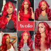 Picture of Avolo 13x4 Red Human Hair Wigs 32 Inch Red Colored Human Hair Lace Front Wigs Body Wave Red Lace Front Wig Human Hair Pre Plucked Red Wig Human Hair With Baby Hair 180% Density Glueless Wig
