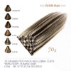 Picture of Aison Clip in Hair Extensions 70G Dark Brown to Blonde 100% Remy Human Hair Soft Silky Straight 7pcs 16clips One Pack (22 Inch #2P613)