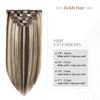 Picture of Aison Clip in Hair Extensions 70G Dark Brown to Blonde 100% Remy Human Hair Soft Silky Straight 7pcs 16clips One Pack (22 Inch #2P613)