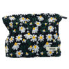 Picture of GUTGNK Corduroy Ladies Cosmetic Bag, Large Capacity Canvas Cosmetic Bag Travel Toiletry Bag Accessories Organizer, Black Chrysanthemum