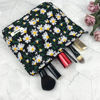 Picture of GUTGNK Corduroy Ladies Cosmetic Bag, Large Capacity Canvas Cosmetic Bag Travel Toiletry Bag Accessories Organizer, Black Chrysanthemum