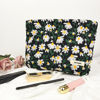 Picture of GUTGNK Corduroy Ladies Cosmetic Bag, Large Capacity Canvas Cosmetic Bag Travel Toiletry Bag Accessories Organizer, Black Chrysanthemum