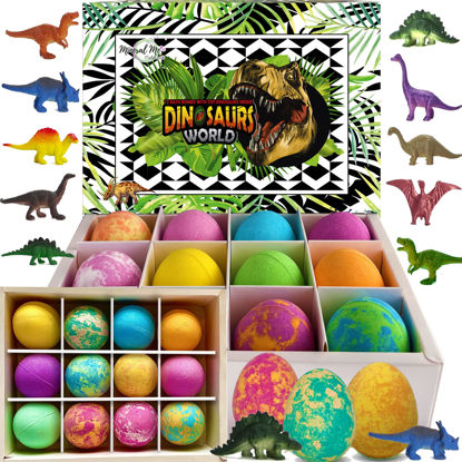 Picture of Bath Bombs for Kids with Surprise Inside - 12 Dinosaur Bath Bombs with Toys, Natural, Organic Rainbow Bubble Bath Fizzies, Dino Egg BathBomb, Birthday, Christmas Gift for Kids, Boys, Girls, Toddles