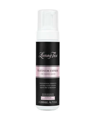 Picture of Loving Tan Platinum 2 HR Express Mousse, Darkest Shade Yet - Streak Free, Professional Strength Sunless Tanner - 10+ Self Tan Applications per Bottle, Cruelty Free, Naturally Derived DHA, 6.7 Fl Oz