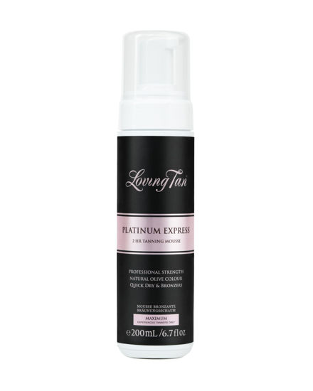 Picture of Loving Tan Platinum 2 HR Express Mousse, Darkest Shade Yet - Streak Free, Professional Strength Sunless Tanner - 10+ Self Tan Applications per Bottle, Cruelty Free, Naturally Derived DHA, 6.7 Fl Oz
