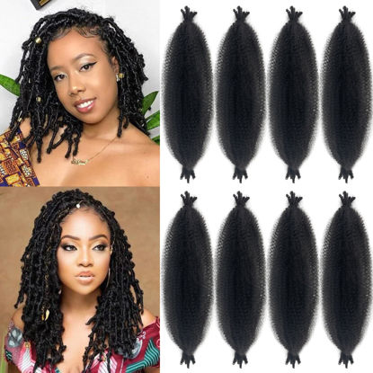 Picture of Dark Brown Kinky Braiding Hair Color 2 Springy Afro Twist Hair 8 Packs kinky Twist Hair for Braiding #2 Pre Fluffed Spring Twist Hair for Soft Locs Brown Afro Kinky Twist Braiding hair (16in 8p 2#)