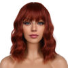 Picture of LANCAINI Short Bob Wigs with Bangs for Women Loose Wavy Wig Curly Wavy Shoulder Length Bob Synthetic Cosplay Wig for Girl Colorful Costume Wigs (Auburn)