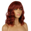 Picture of LANCAINI Short Bob Wigs with Bangs for Women Loose Wavy Wig Curly Wavy Shoulder Length Bob Synthetic Cosplay Wig for Girl Colorful Costume Wigs (Auburn)