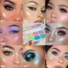 Picture of 8 Color Face Cheek Highlighter Makeup Palette Shimmer Glitter Iridescent Multichrome Holographic Eyeshadow Palette Purple Rainbow Glitter Highlighter Makeup Highlight and Contour Palette Eye Makeup