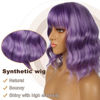 Picture of LANCAINI Short Bob Wigs with Bangs for Women Loose Wavy Wig Curly Wavy Shoulder Length Bob Synthetic Cosplay Wig for Girl Colorful Costume Wigs (Violet)