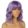 Picture of LANCAINI Short Bob Wigs with Bangs for Women Loose Wavy Wig Curly Wavy Shoulder Length Bob Synthetic Cosplay Wig for Girl Colorful Costume Wigs (Violet)