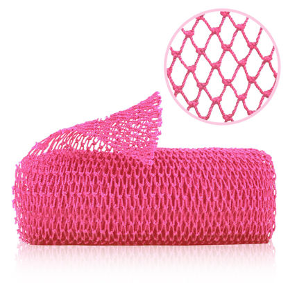 Picture of ZOCY African Net Sponge, Authentic Exfoliating Body Scrubber for Bath and Shower, Multiple Textures with Gentle Deep Exfoliating and Rich Lather for All Skins (Pink)