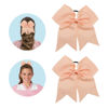 Picture of Large Cheer Bows for Cheerleaders Light Orange Hair Bows for Girls Softball Hair Bows Girls College Sports Elastic Ponytail Holder School Cheerleading Hair Accessories 8 Inch Bows for Girls 2 Pcs