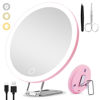 Picture of 20X Magnifying Mirror with Light, Large 6inch Lighted Magnified Mirror 20x with 3 Suction Cups and 360° Table Stand, Rechargeable 3 Colors Dimming Vanity Makeup Mirror with Tweezers & Scissors