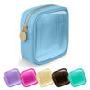 Picture of UIXIZQ Clear Mini Makeup Bag for Purse, Small Nylon&PVC Cosmetic Travel Bag TSA Approved Toiletry Bag with Zipper, Preppy Transparent Makeup Travel Bag Coin Purse for Women Men Girls(Mini-Blue)