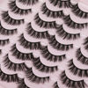 Picture of JIMIRE Wispy Faux Mink Cat Eye Lashes Fluffy Crossed Volume False Eyelashes Natural Look Handmade Premium Quality Reusable 16 Pairs Pack