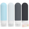 Picture of Quatish Travel Bottles for Toiletries【Original Patented】, 3 oz Tsa Approved Leak Proof Travel Size Containers, Silicone Shampoo and Conditioner Bottles, 4 Pack Travel Size Bottles, Grey