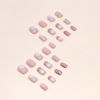 Picture of 24Pcs Christmas Press on Nails Short Square Stick on Nails Pink Fake Nails with Rhinestones Designs White Snow Acrylic Nails Full Cover Glitter Glue on Nails Xmas False Nails for Women Girls
