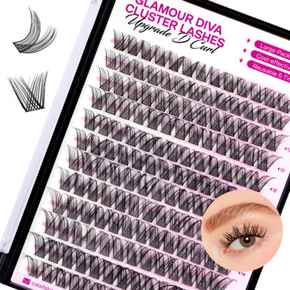 Picture of CALAILIS Lash Clusters DIY Eyelash Extensions 156pcs Natural Cluster Lashes Mega Volume Individual Lashes Wispy Eyelash Clusters(PTX16,D-10-16MIX)