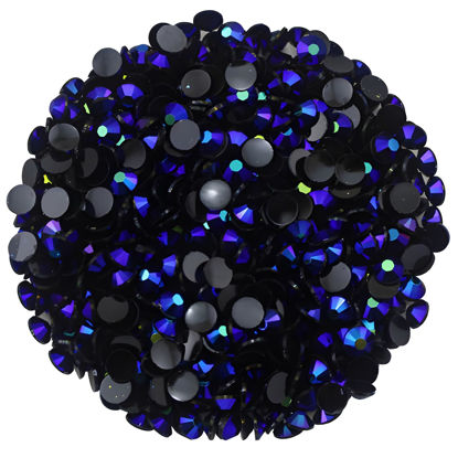 Picture of 4500 Pcs SS6 2mm AB Flatback Rhinestones for Nails Art Crafts Glitter Round Shine Gems Crystals DIY Clothes Shoes （Black-Bottom Sapphire AB）