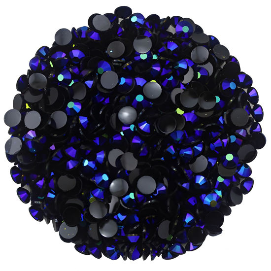 Picture of 4500 Pcs SS6 2mm AB Flatback Rhinestones for Nails Art Crafts Glitter Round Shine Gems Crystals DIY Clothes Shoes （Black-Bottom Sapphire AB）